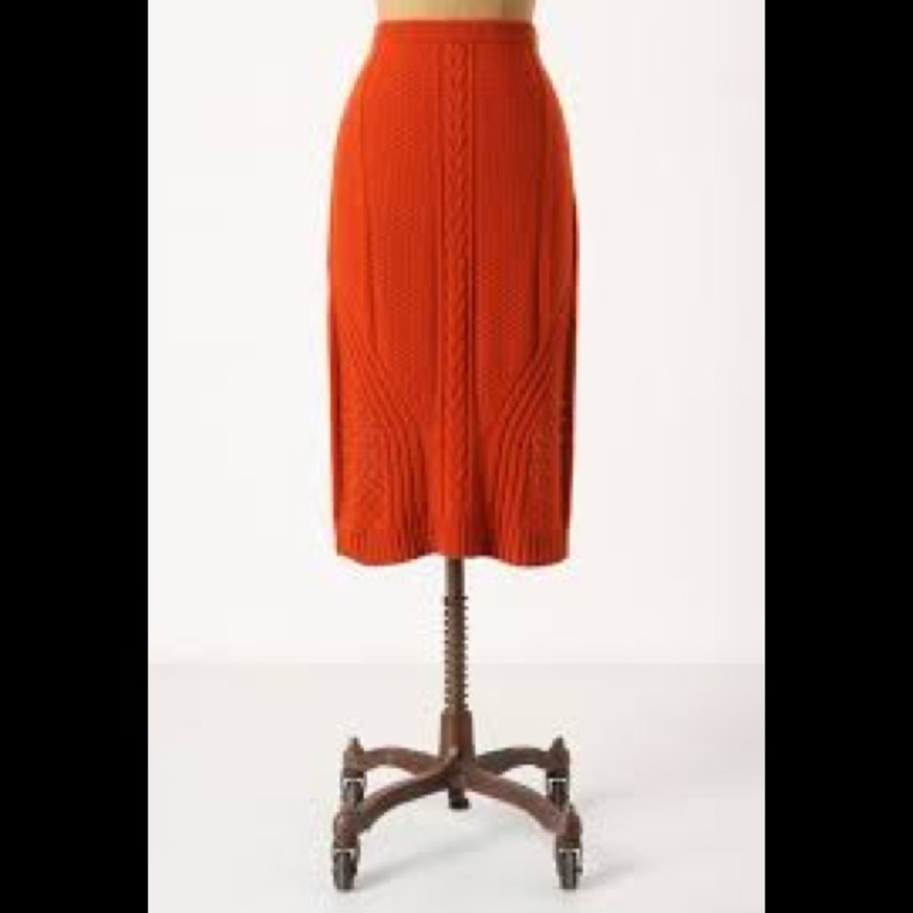 Anthropologie Thick Knit Rust Sweater Skirt